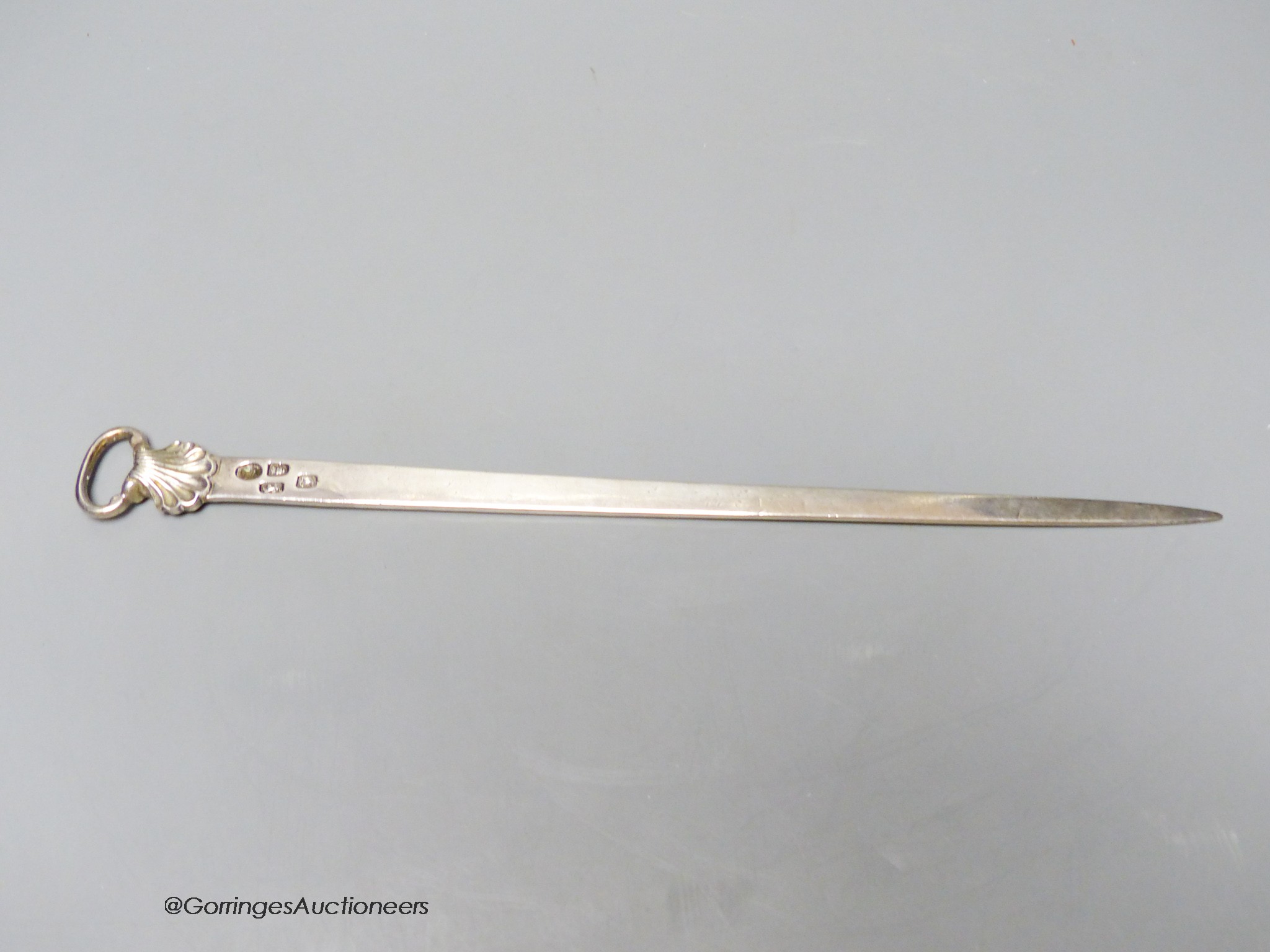 A Georg III silver meat skewer, London 1764, 32.5cm, 115 grams.